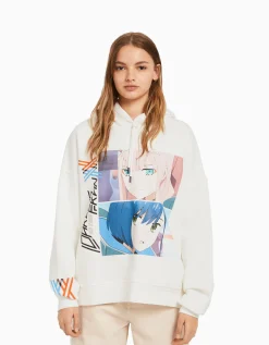 FEMME BERSHKA Sweats*Sweat capuche imprimé Darling in the Franxx