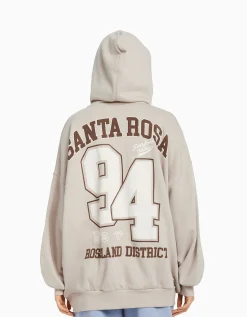 FEMME BERSHKA Survêtement*Sweat capuche zippé imprimé varsity