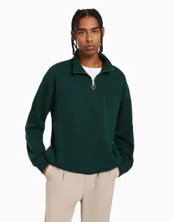HOMME BERSHKA Sweats*Sweat col montant zippé