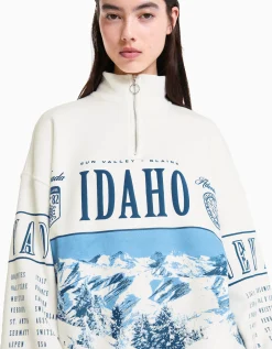 FEMME BERSHKA BSK Teen*Sweat col montant zippé imprimé