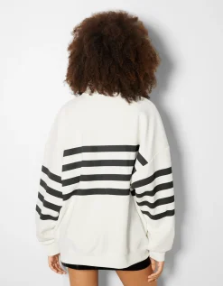 FEMME BERSHKA Sweats*Sweat col montant zippé imprimé