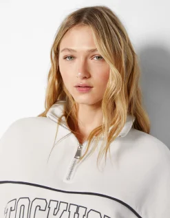 FEMME BERSHKA BSK Teen*Sweat col montant zippé imprimé