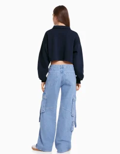 FEMME BERSHKA Sweats*Sweat col polo imprimé