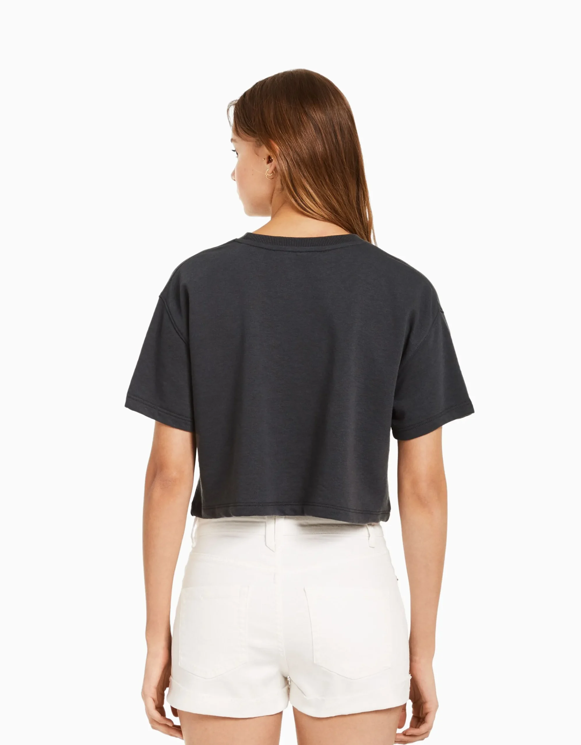 FEMME BERSHKA Tee-shirts*Sweat cropped imprimé manches courtes