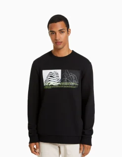 HOMME BERSHKA Sweats*Sweat easy fit imprimé photo