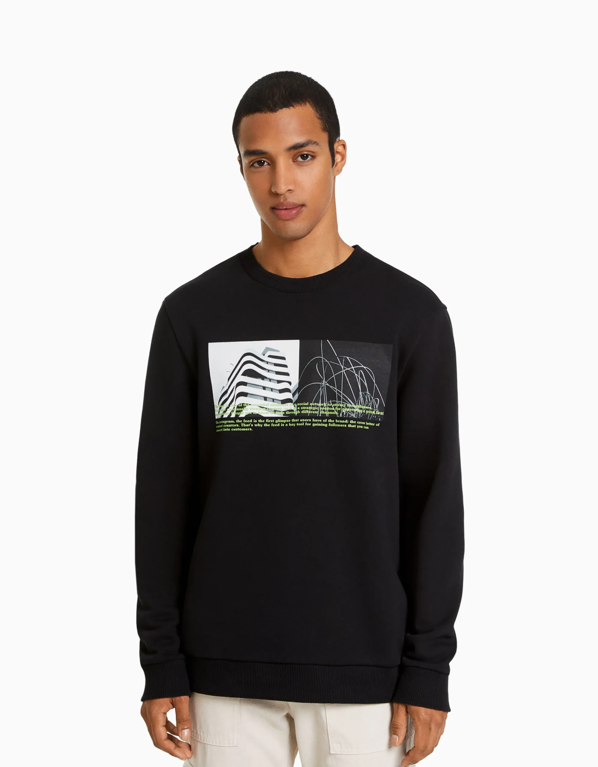 HOMME BERSHKA Sweats*Sweat easy fit imprimé photo