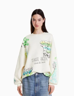 FEMME BERSHKA Sweats*Sweat imprimé