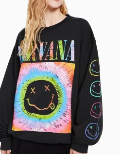 FEMME BERSHKA Sweats*Sweat imprimé Nirvana