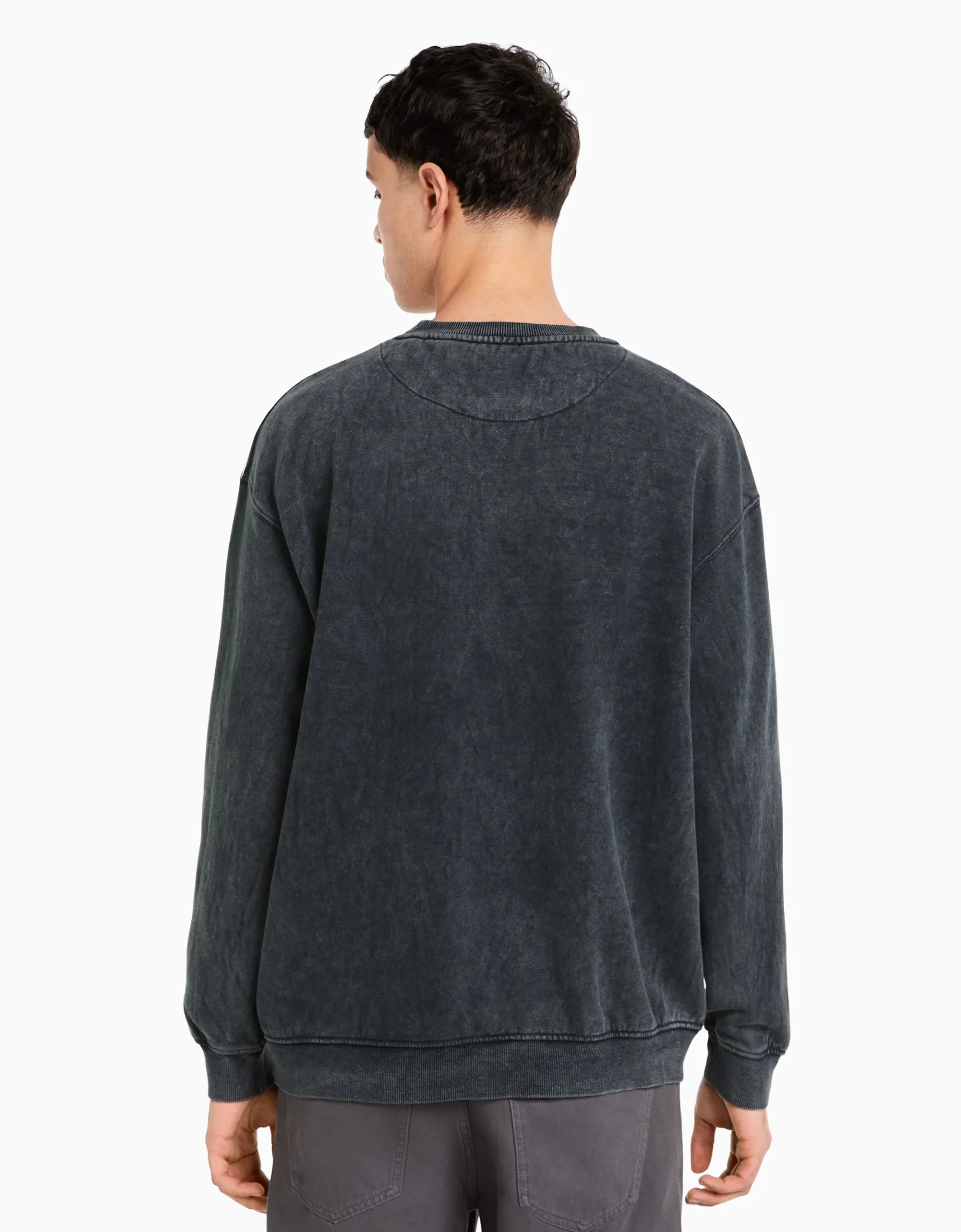HOMME BERSHKA Vêtements*Sweat oversize effet délavé imprimé