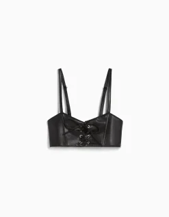 FEMME BERSHKA Similicuir*Top corset lacé