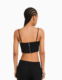 FEMME BERSHKA Vêtements*Top corset satiné bretelles fines
