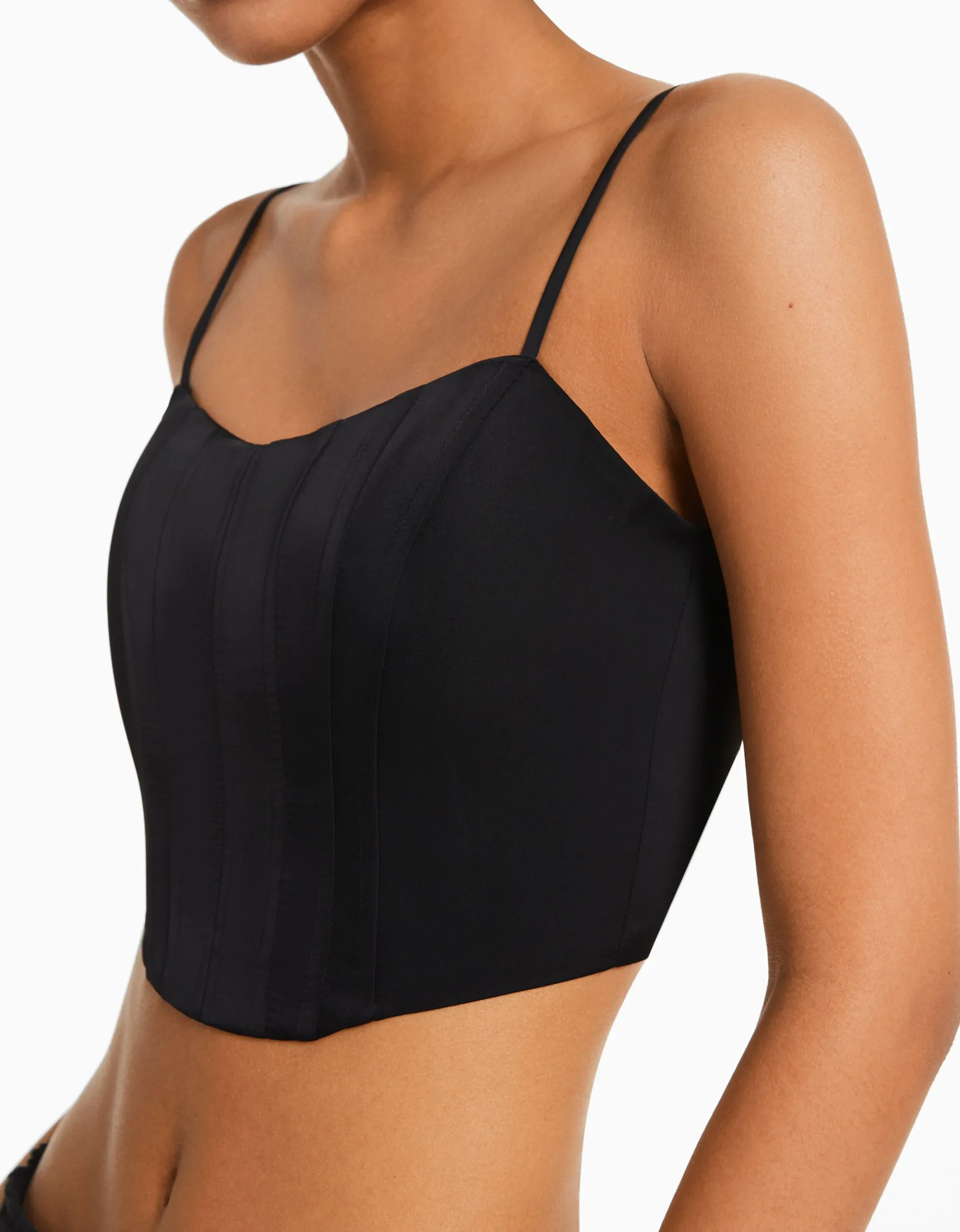 FEMME BERSHKA Vêtements*Top corset satiné bretelles fines