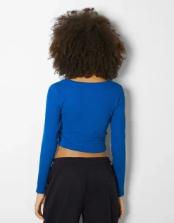 FEMME BERSHKA Tee-shirts*Top manches longues bord-côte texturé