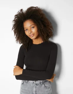 FEMME BERSHKA Join Life*Top manches longues bord-côte