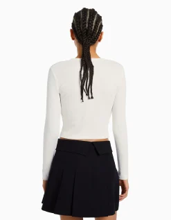 FEMME BERSHKA Personnalisables*Top manches longues bord-côte