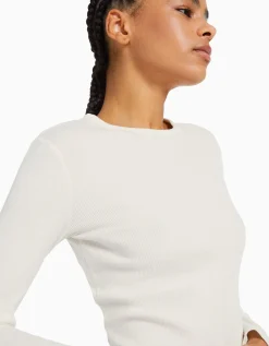 FEMME BERSHKA Personnalisables*Top manches longues bord-côte