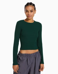 FEMME BERSHKA Personnalisables*Top manches longues bord-côte