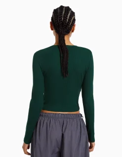 FEMME BERSHKA Personnalisables*Top manches longues bord-côte