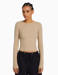 FEMME BERSHKA Tee-shirts*Top manches longues bord-côte