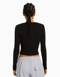 FEMME BERSHKA Personnalisables*Top manches longues bord-côte