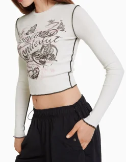 FEMME BERSHKA Tee-shirts*Top manches longues bord-côte