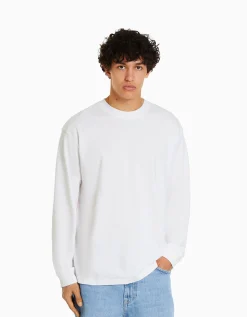 FEMME BERSHKA TEST*Top manches longues oversize imprimé