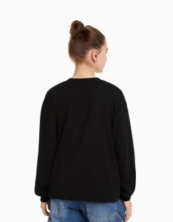 FEMME BERSHKA Tee-shirts*Top manches longues oversize imprimé
