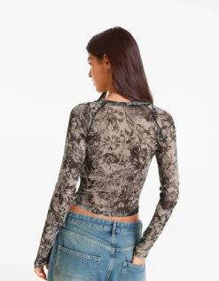 FEMME BERSHKA Tee-shirts*Top manches longues tulle raglan