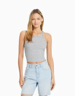 FEMME BERSHKA Tee-shirts*Top sans manches bord-côte