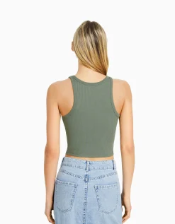 FEMME BERSHKA Tee-shirts*Top sans manches bord-côte