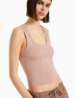 FEMME BERSHKA Tee-shirts*Top sans manches bord-côte