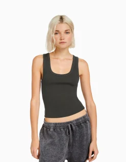 FEMME BERSHKA Tee-shirts*Top sans manches bord-côte