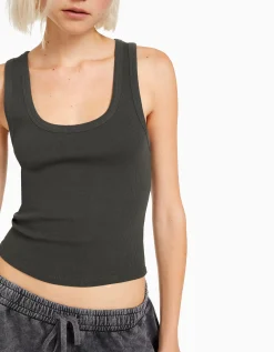 FEMME BERSHKA Tee-shirts*Top sans manches bord-côte