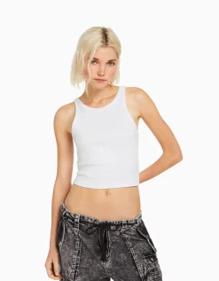 FEMME BERSHKA Tee-shirts*Top sans manches bord-côte