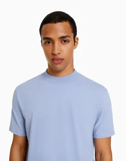FEMME BERSHKA Personnalisables*T-shirt à manches courtes et col montant