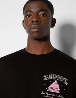HOMME BERSHKA Tee-shirts*T-shirt boxy manches courtes imprimé