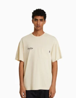 HOMME BERSHKA Tee-shirts*T-shirt boxy manches courtes imprimé