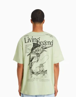 HOMME BERSHKA Tee-shirts*T-shirt boxy manches courtes imprimé