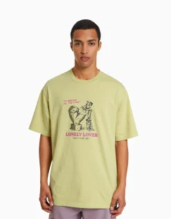 HOMME BERSHKA Tee-shirts*T-shirt boxy manches courtes imprimé