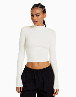FEMME BERSHKA Tee-shirts*T-shirt col roulé manches longues