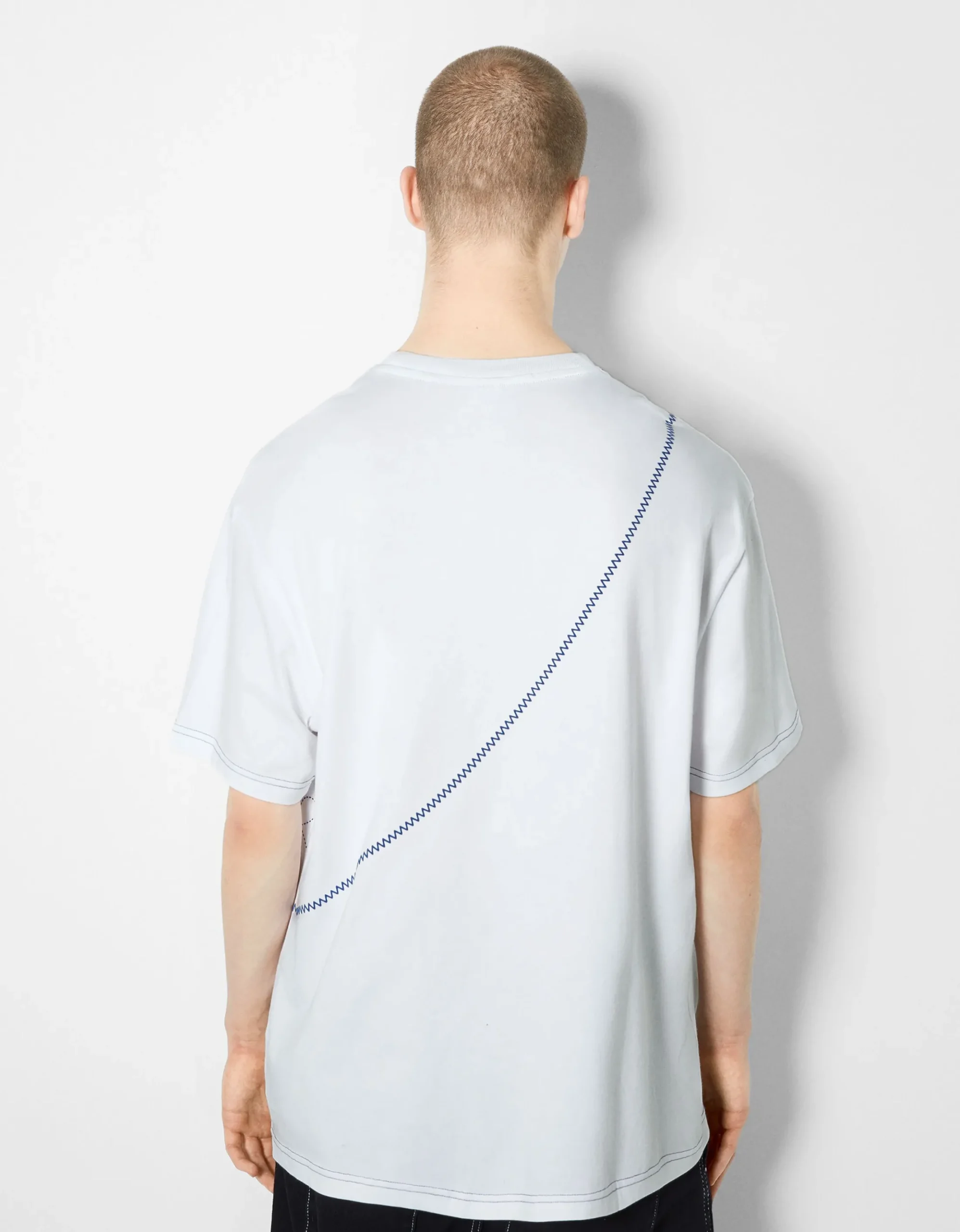 HOMME BERSHKA Tee-shirts*T-shirt manches courtes boxy fit fil contraste