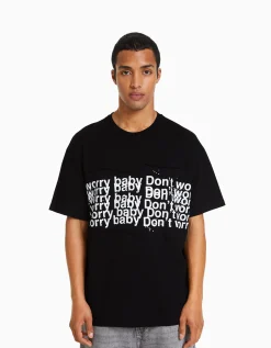 HOMME BERSHKA Vêtements*T-shirt manches courtes boxy fit empiècements