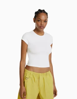 FEMME BERSHKA Tee-shirts*T-shirt manches courtes bord côte