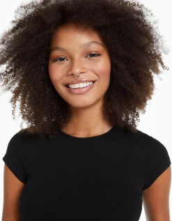 FEMME BERSHKA Personnalisables*T-shirt manches courtes bord côte