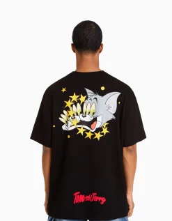 HOMME BERSHKA Vêtements*T-shirt manches courtes boxy fit imprimé Tom & Jerry