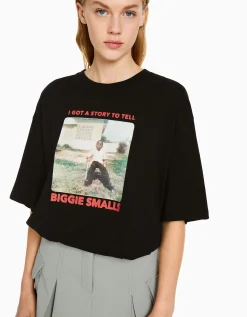 FEMME BERSHKA Tee-shirts*T-shirt manches courtes boxy fit imprimé The Notorious B.I.G.