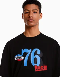 HOMME BERSHKA Tee-shirts*T-shirt manches courtes boxy fit racing
