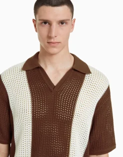 HOMME BERSHKA Tee-shirts*T-shirt manches courtes col polo maille rayures
