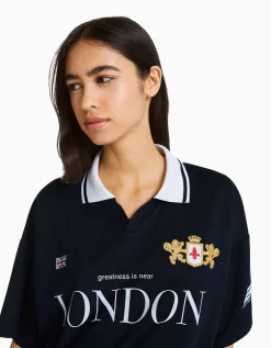 FEMME BERSHKA Vêtements*T-shirt manches courtes col polo football