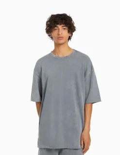 HOMME BERSHKA Survêtement*T-shirt manches courtes effet délavé